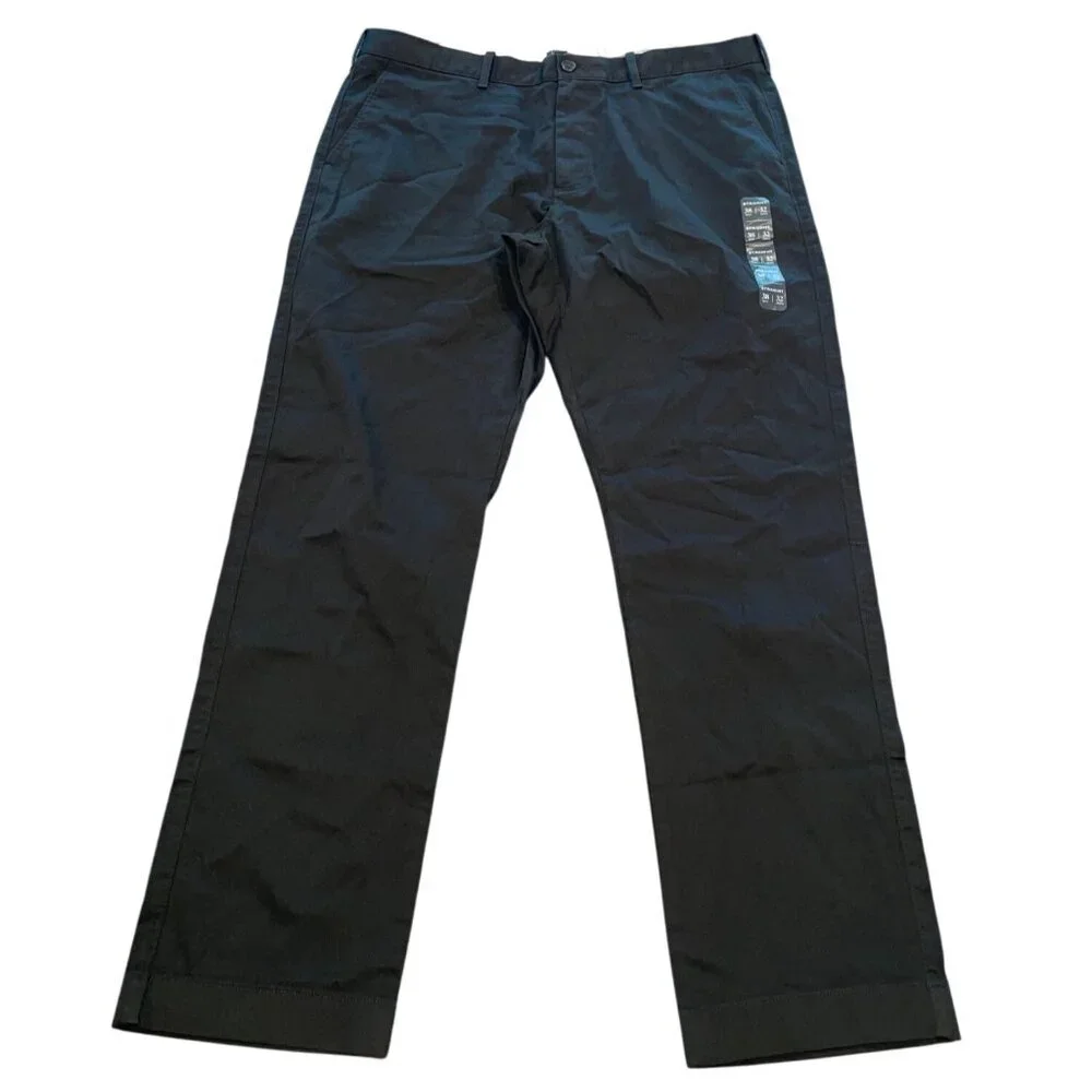 NWT J.Crew Factory 38x32 Straight Fit Flex Chino Pants Black Workwear Office